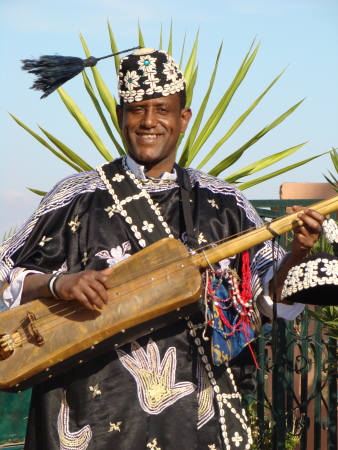 Moroccan troubadour and guembri