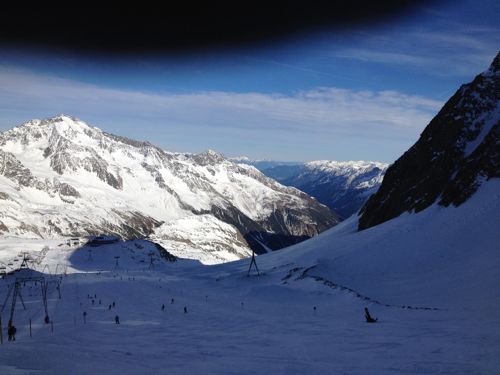 Snowboarding on the Stubaital Glacier