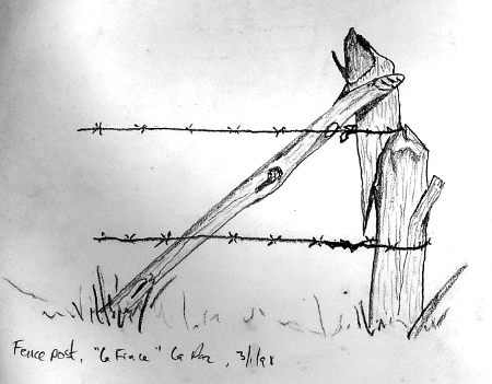 image of fence post, drawing by Benjamin Gray